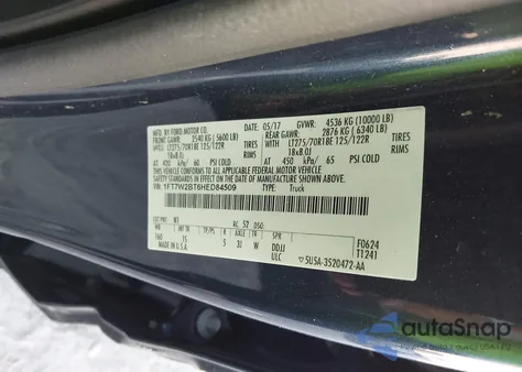 2017 Ford F-250 Xl from USA, damaged, VIN 1FT7W2BT6HED84509